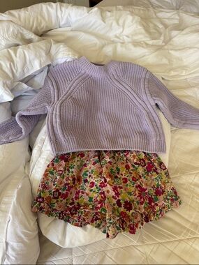 Zara Lilac Sweater with Floral Shorts Matching Set